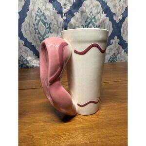 Vintage Ronnie's Ceramic Company Pink/White Ballerina Coffee Mug Made IN The USA